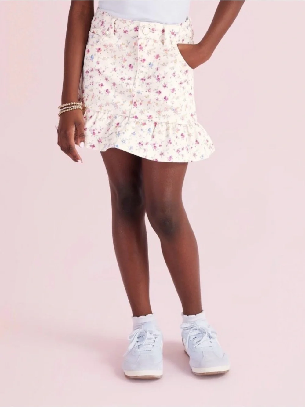 Loveshackfancy x target girls Olivia sunrise patchwork ruffle hem denim skirt 12